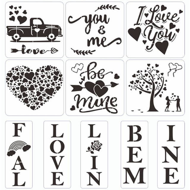 11pcs 30*30cm Valentine Day Stencil Diy Layering Furniture Floor Wall  Painting Scrapbook Coloring Embossing Decoration Template - Stencils -  AliExpress